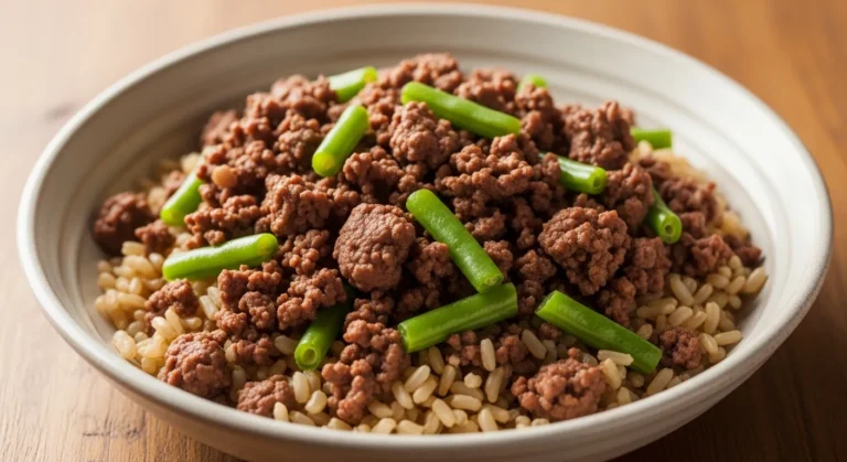 Homemade Beef Brown Rice Green Beans Balanced Dog Recipe