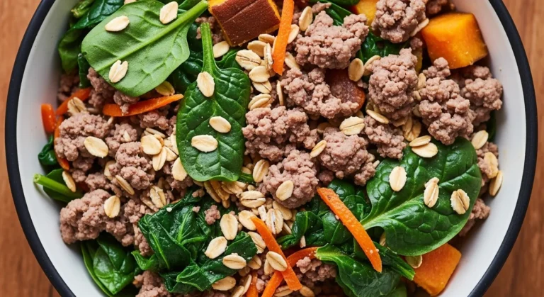 How to Make a Beef, Oats, Spinach, Nutritious Dog Dinner