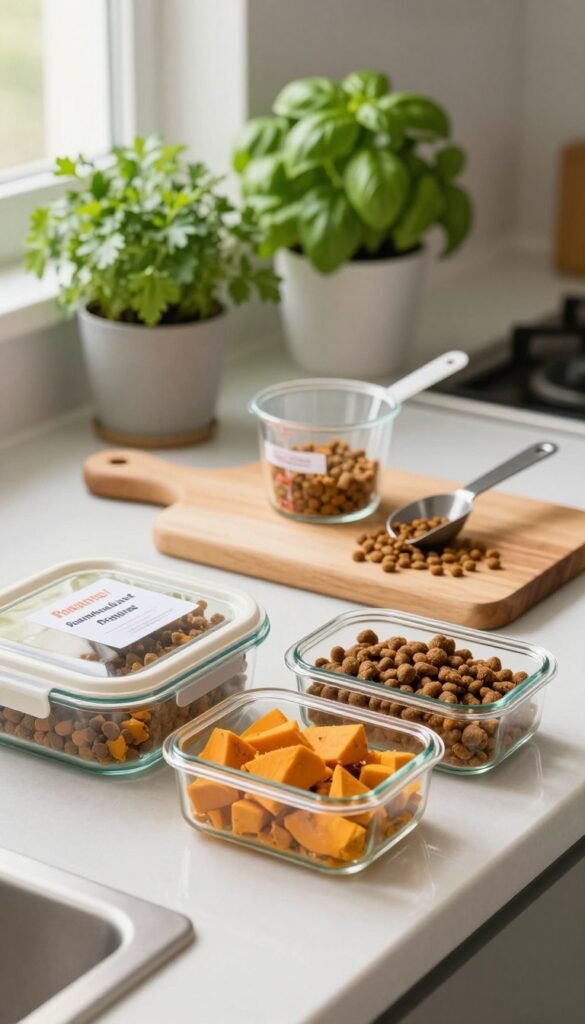 Proper storage and serving sizes for homemade dog food