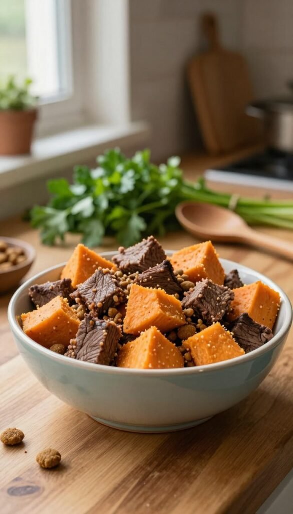 beef and sweet potato homemade dog food