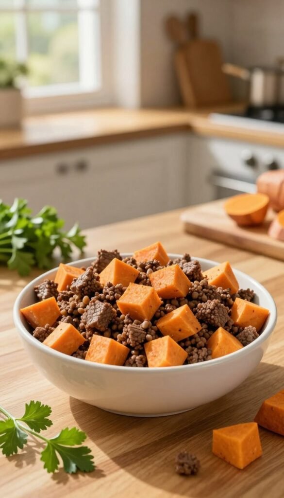 beef and sweet potato homemade dogs food