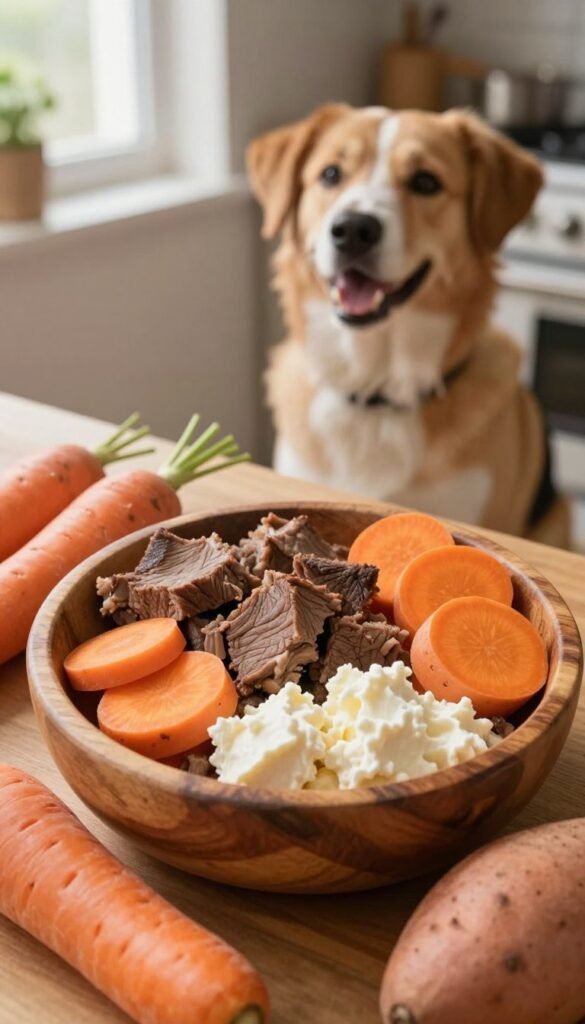 beef carrots sweet potato healthy dog meal