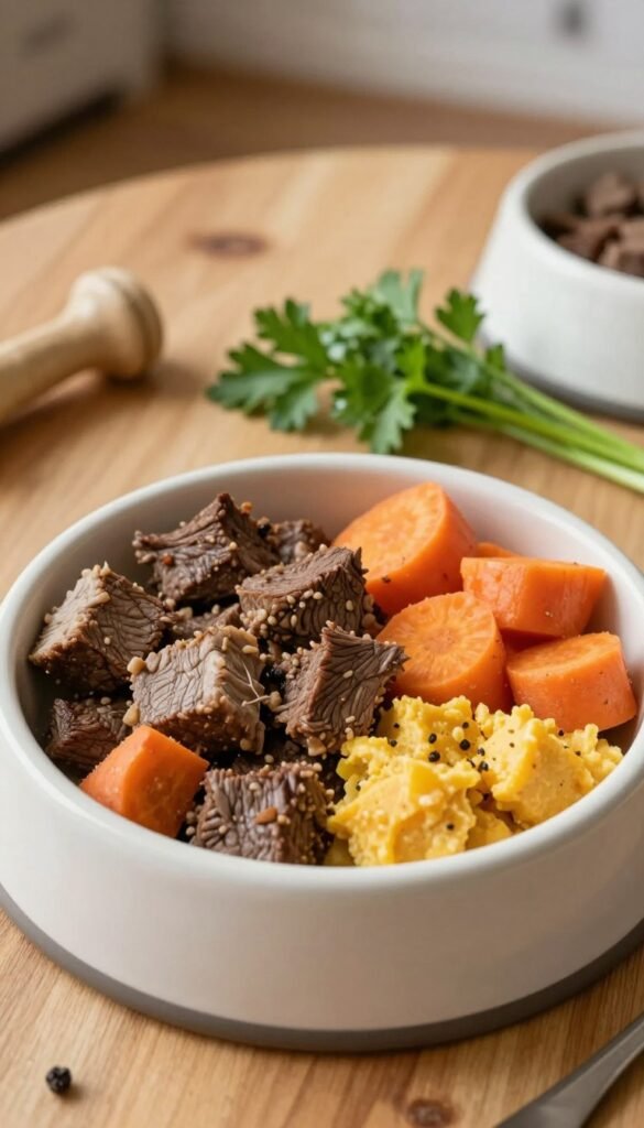 beef carrots sweet potato healthy dog meal