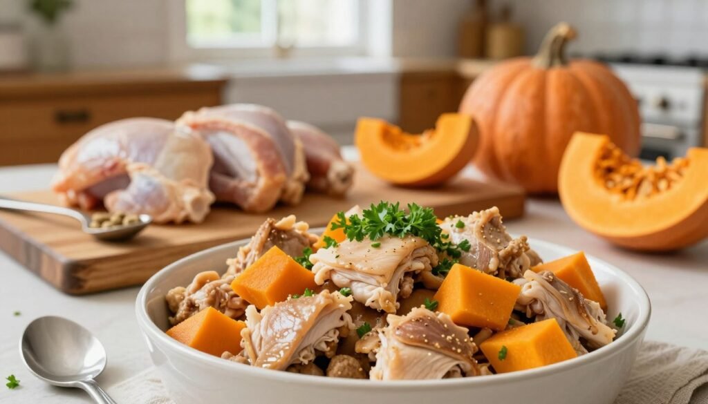 chicken pieces and pumpkin homemade dogs food