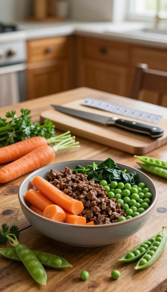 diy-beef and veggie dog meal