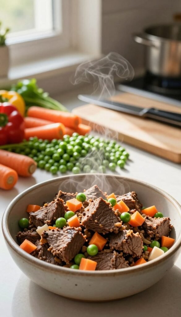 diy dog food with beef and veggies