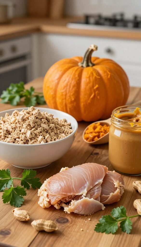 diy dog snack ground chicken pumpkin