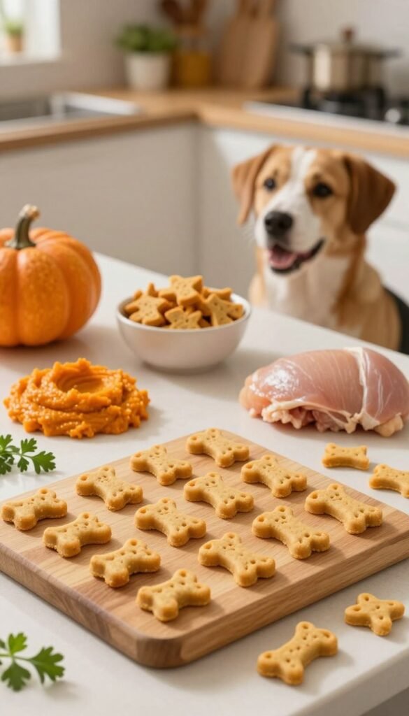 diy dog snack ground chicken pumpkin