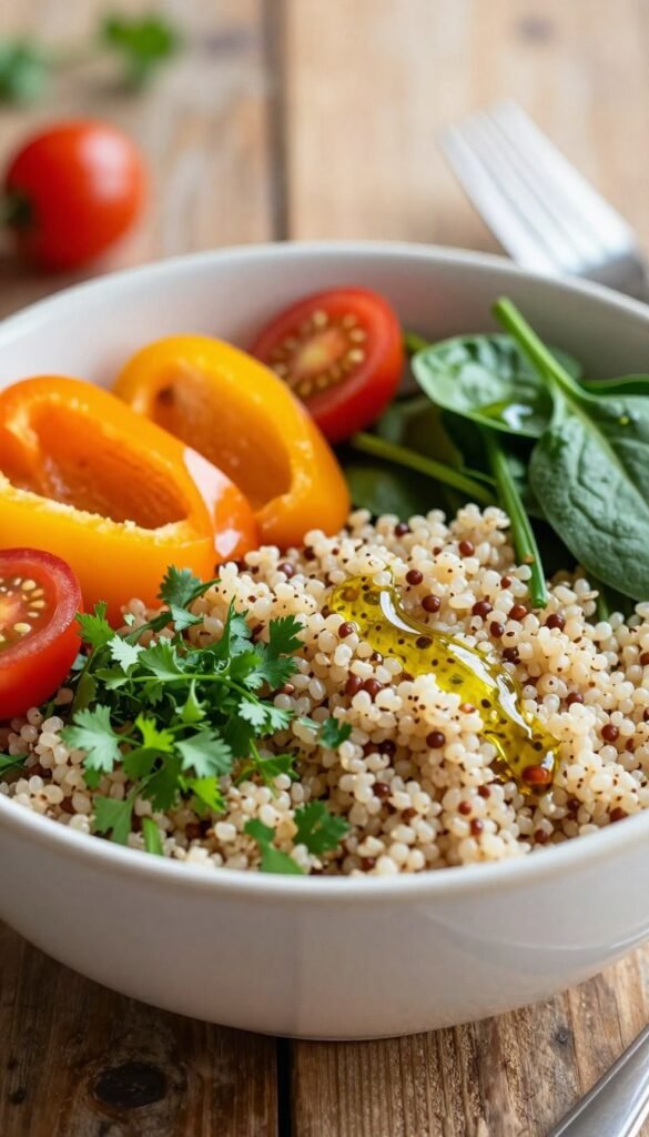 food with quinoa and vegetables for balanced