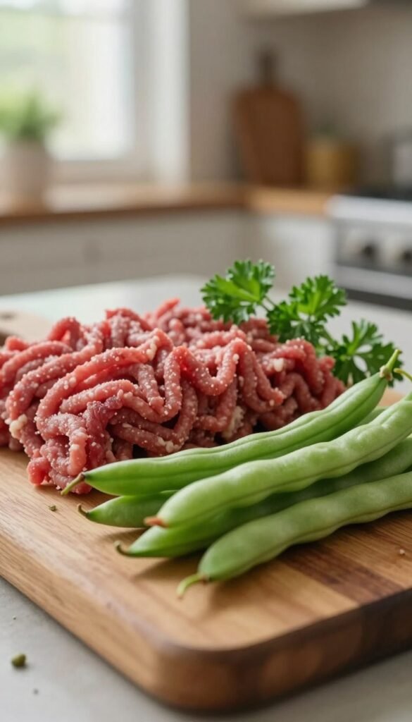 ground beef and green bean homemade dog food