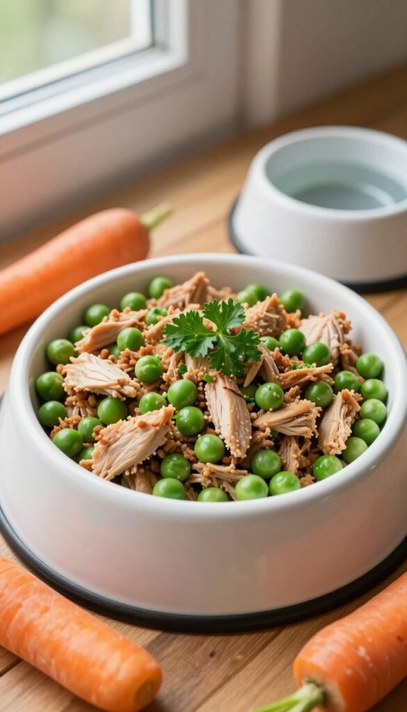 ground chicken peas dog meal