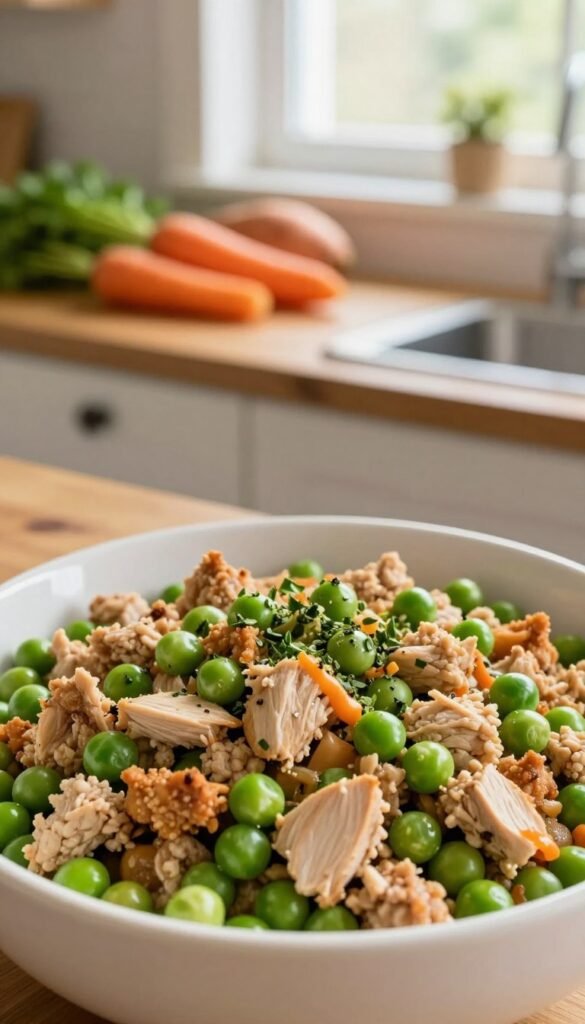 ground chicken peas dog meals