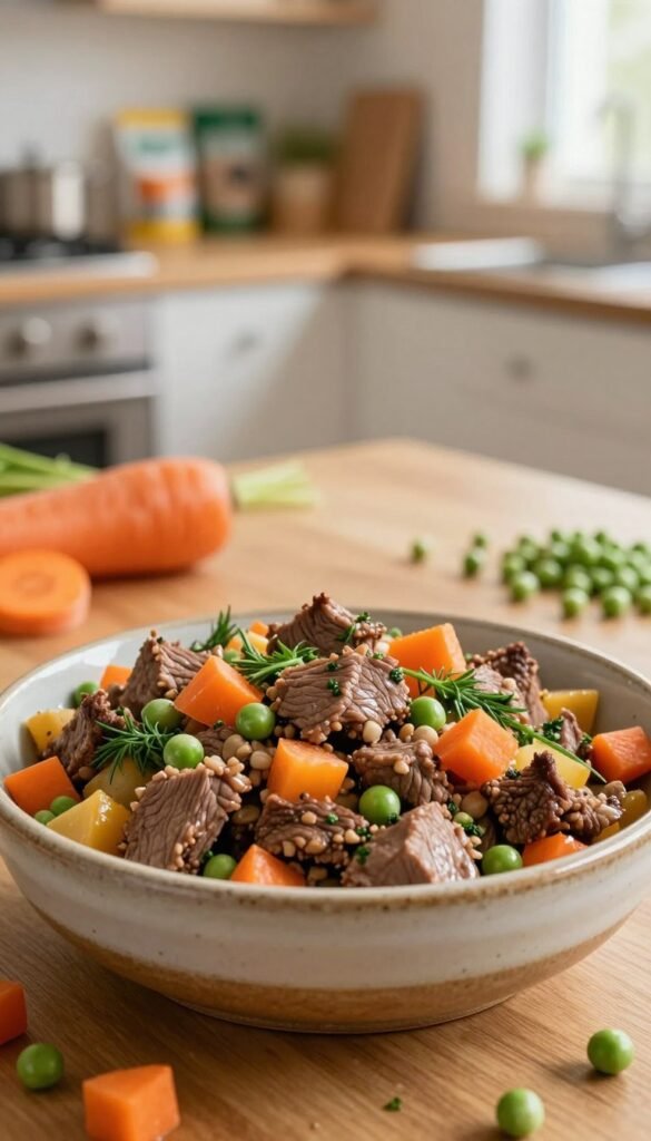 homemade cat meal with beef