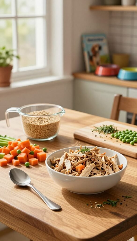 homemade dog food idea with ground chicken