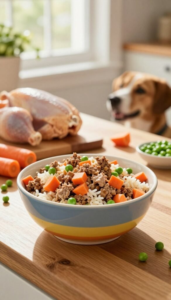 homemade dog food idea with ground for chicken
