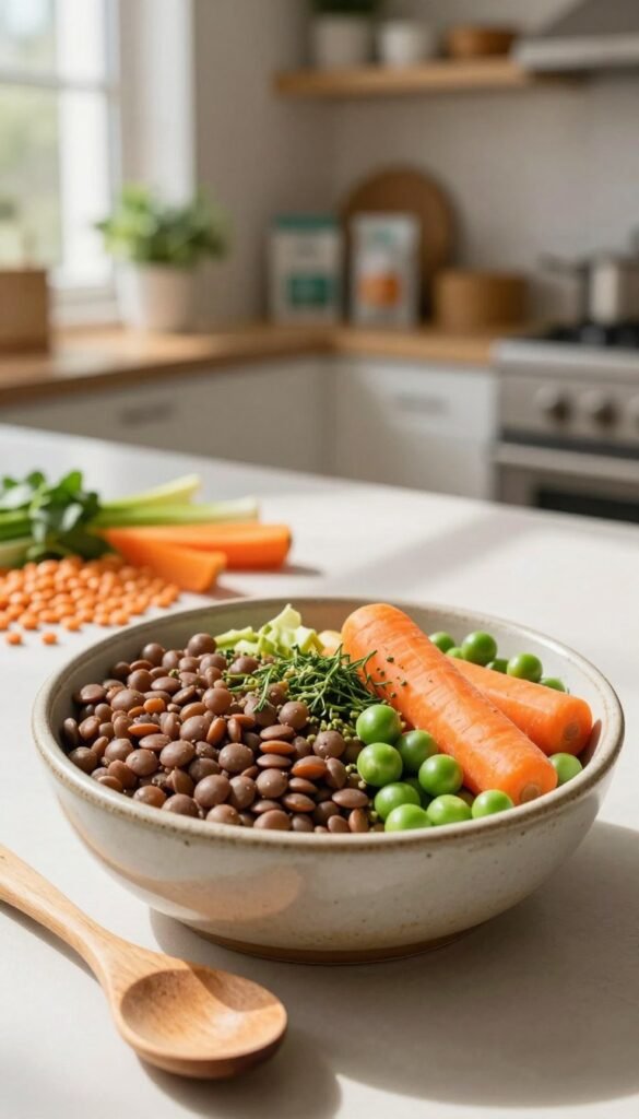 homemade dog food with lentils