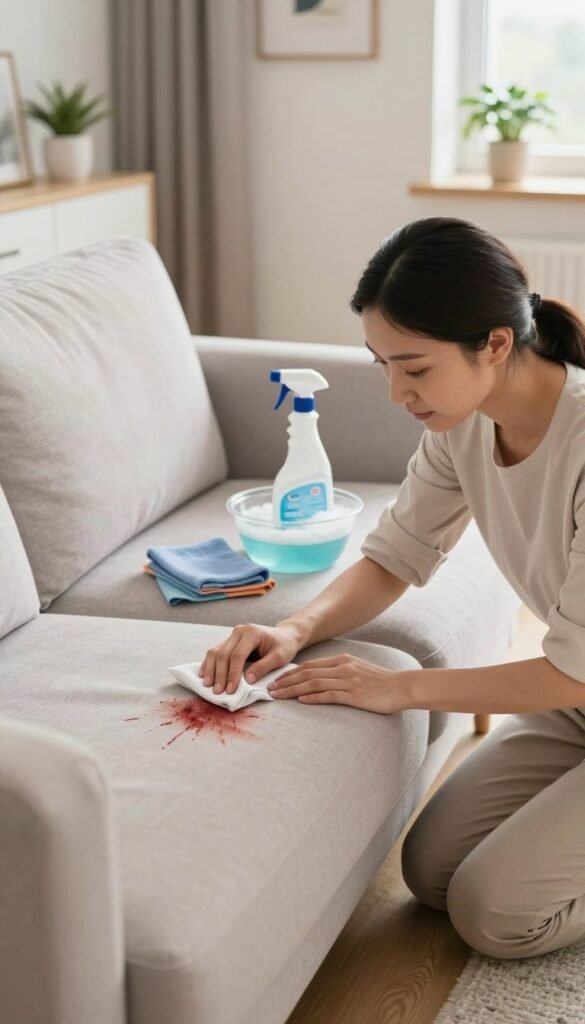 how to clean blood stains on sofa