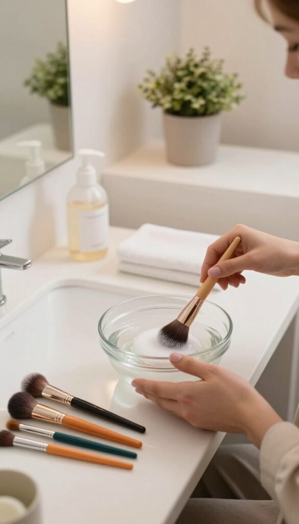 how to clean makeup brushes fast