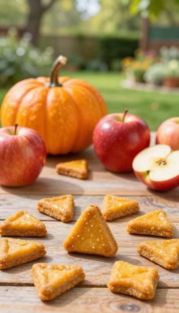 pumpkin apple triangles healthy dog snacks