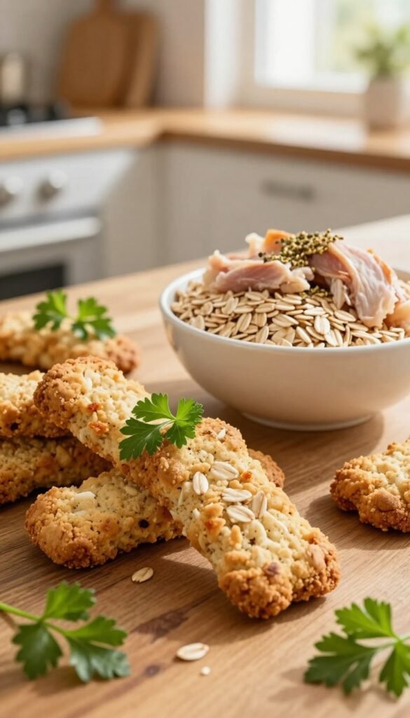 savory oat and chicken dog treats
