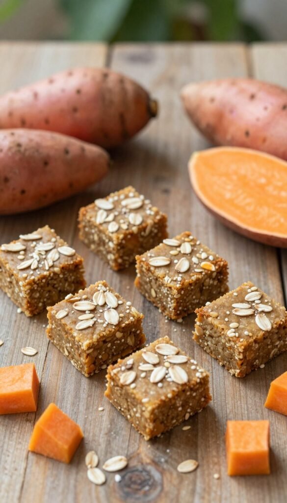 easy sweet potato oat square dog treats
