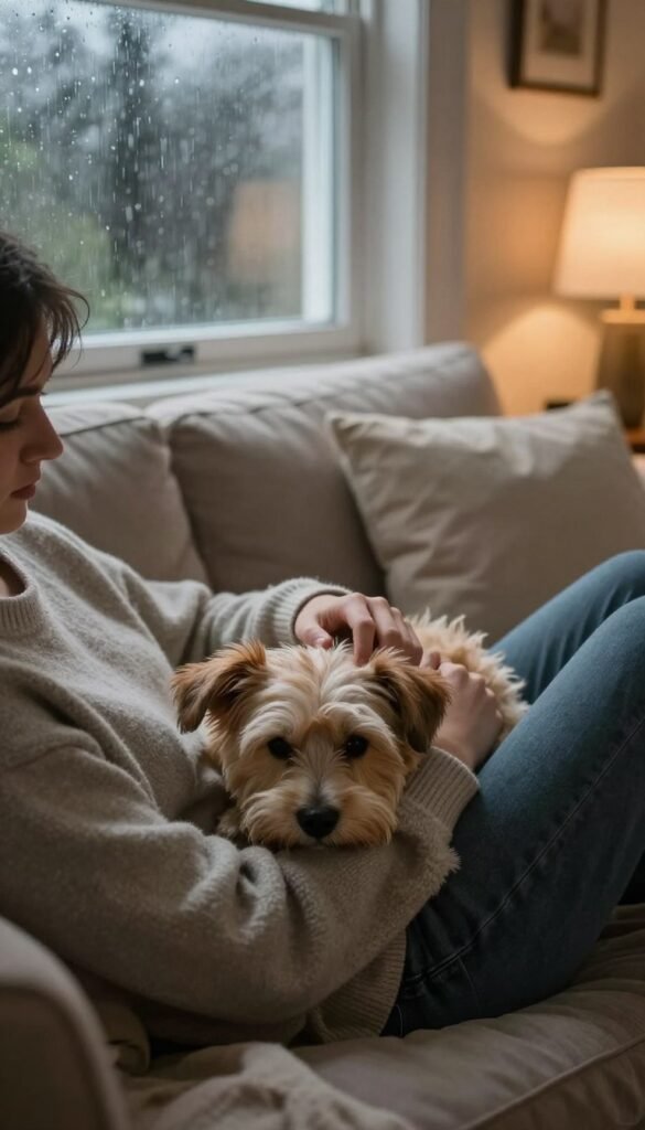 how to calm a dog during a storm or fireworks