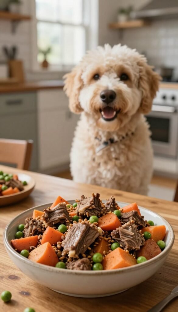 lamb veggies dog food meal