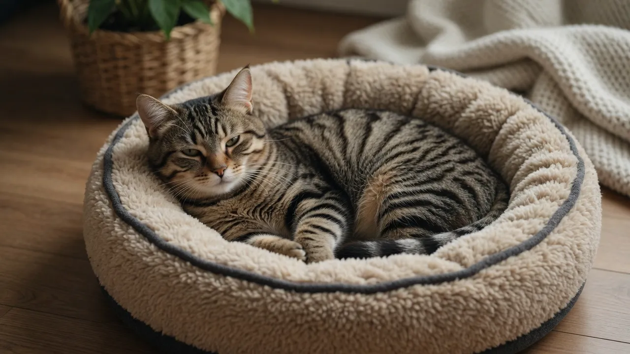 Cat Laying in the cat bed