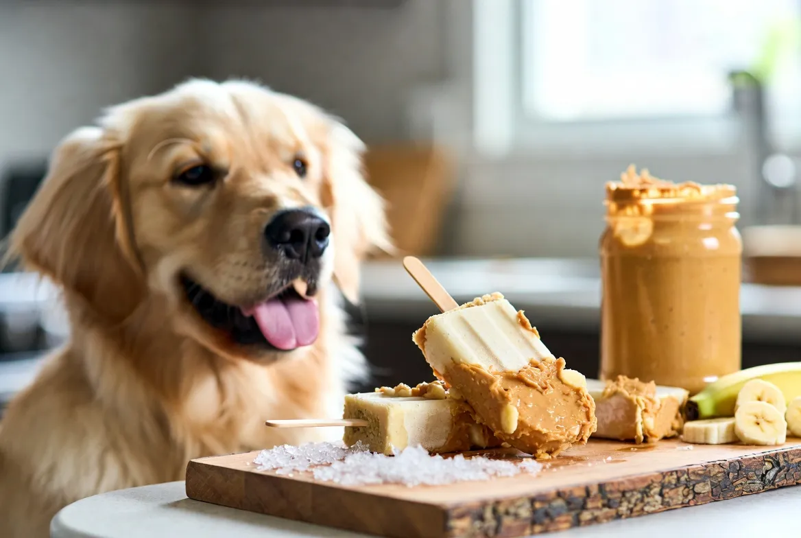 Frozen Peanut Butter Banana Pops for Dogs Easy Recipe
